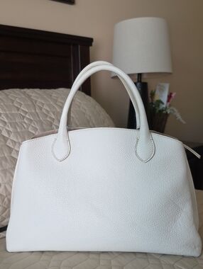 Iacucci White Leather Satchel Handbag